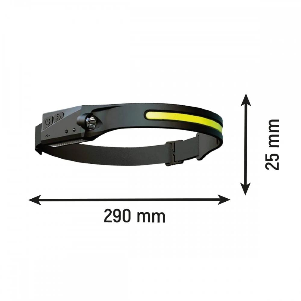 LED ліхтар налобний LEBRON L-HL-10157, ABS+силікон, 3W, 6500K, Li-Ion 1200mAh, чорний, шнур USB