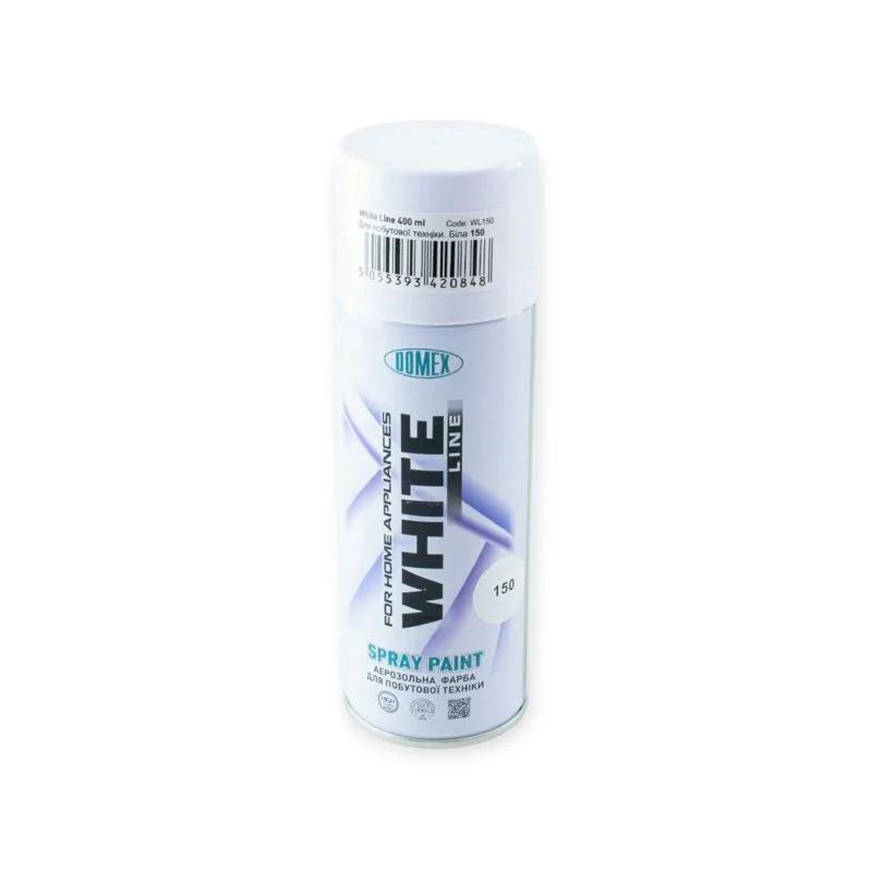 Акрилова аерозольна фарба Domex White Line RAL9010 для побутової техніки біла