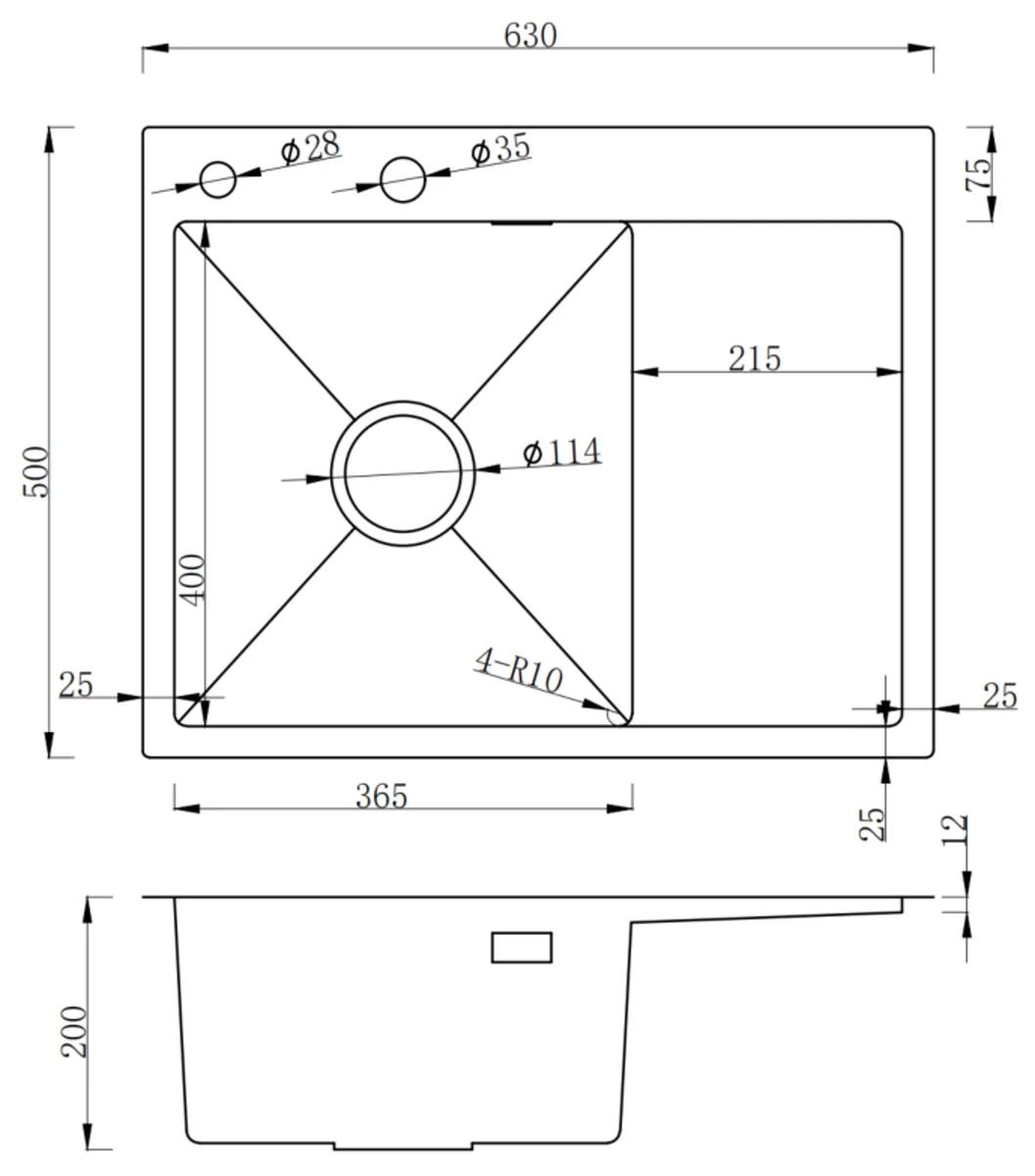Мийка для кухні інтегрована VENTA Brushed 630x500 BVM6350