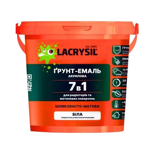 Грунт-емаль акрилова 7в1 для радіаторів та металу LACRYSIL, біла, 0,9кг