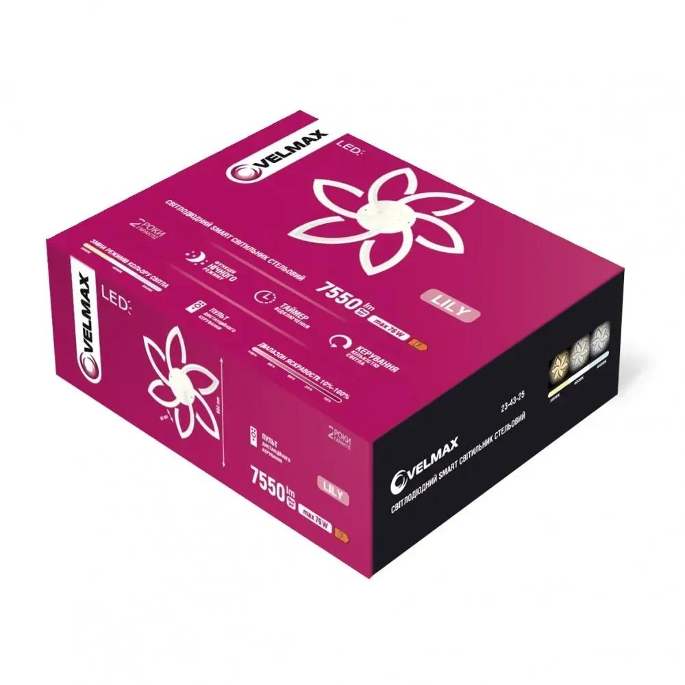 LED світильник VELMAX V-CL-LILY-6Wh max 76W 3000k-6500K пульт блок живлення білий 230V