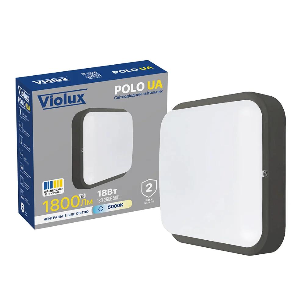 Світильник ДББ Violux POLO UA, 18W, 5000K, 1800Lm, антрацит, IP54