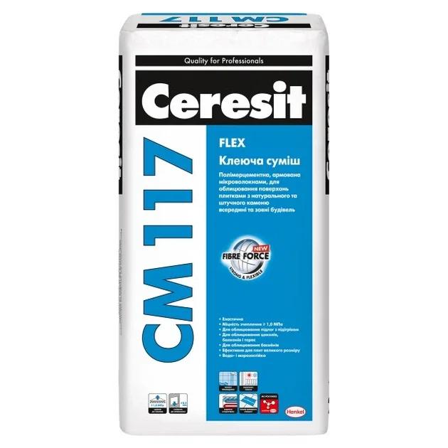 Клей для плитки Ceresit CM 117 для внутрішніх та зовнішніх робіт 25 кг F (4820020550585)