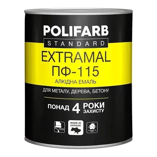 Емаль алкідна Polifarb ExtraMal ПФ-115, чорна, глянцева, 0,9 кг