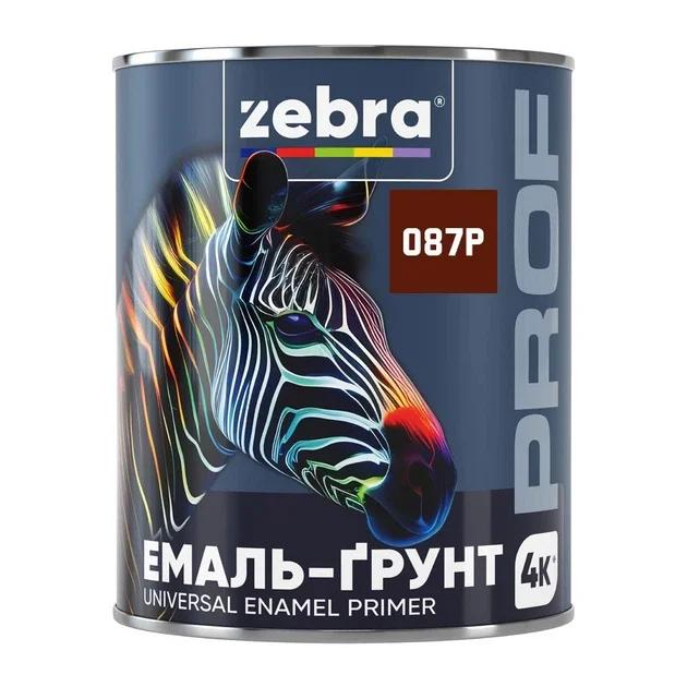 Емаль-ґрунт антикорозійна 4 в 1 ZEBRA PROF 087P, червоно-коричнева, глянцева, 0,8 кг