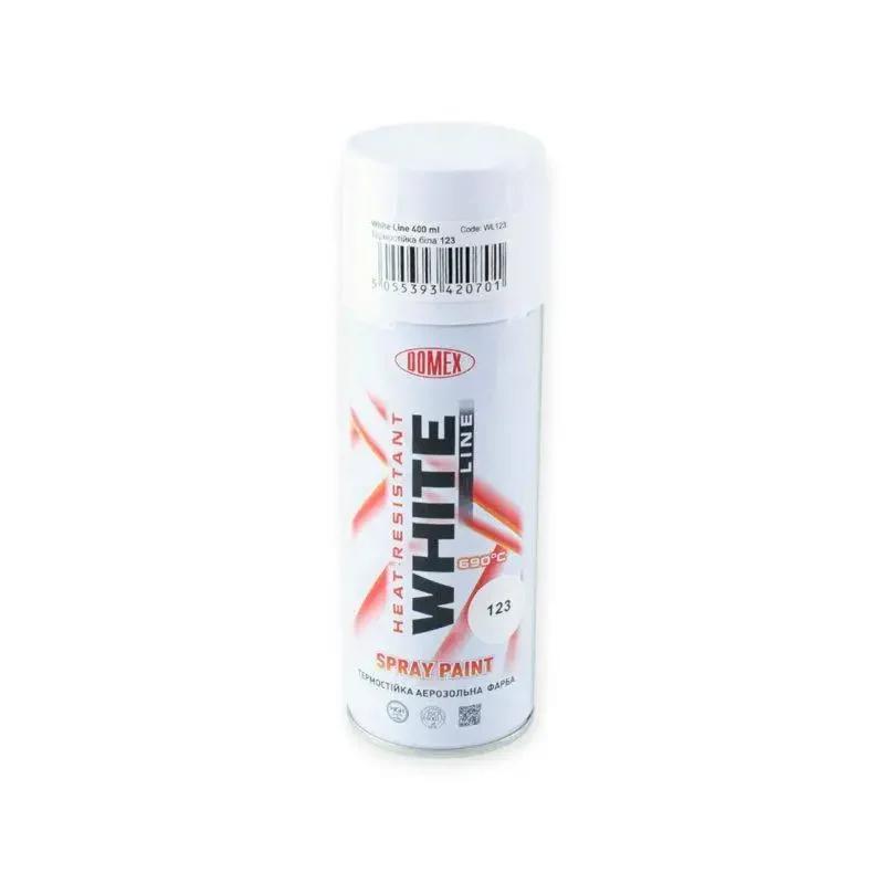 Акрилова аерозольна фарба Domex White Line RAL121 високотемпературна срібна 400мл