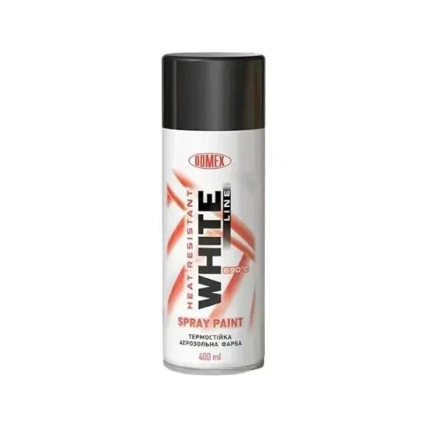 Акрилова аерозольна фарба Domex White Line RAL122 високотемпературна чорна 400мл