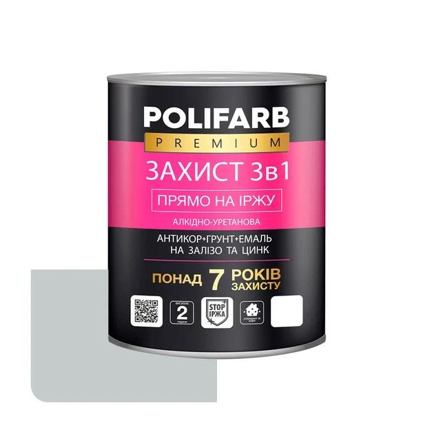 Емаль-ґрунт антикорозійна 3 в 1 Polifarb Захист, світло-сіра RAL 7035, напівглянцева, 0,9 кг