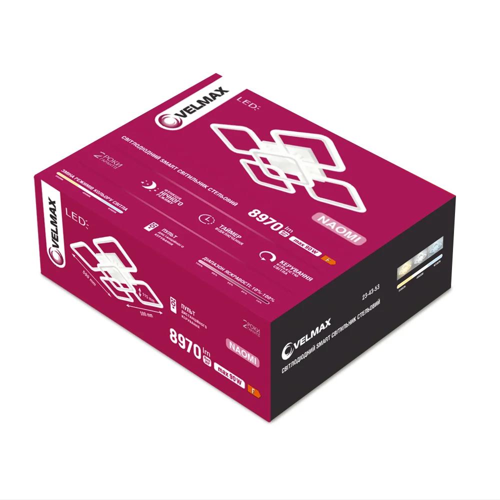 LED світильник VELMAX V-CL-NAOMI-S-90S, max 90W, 3000K-6500K, пульт, блок живлення,білий 230V