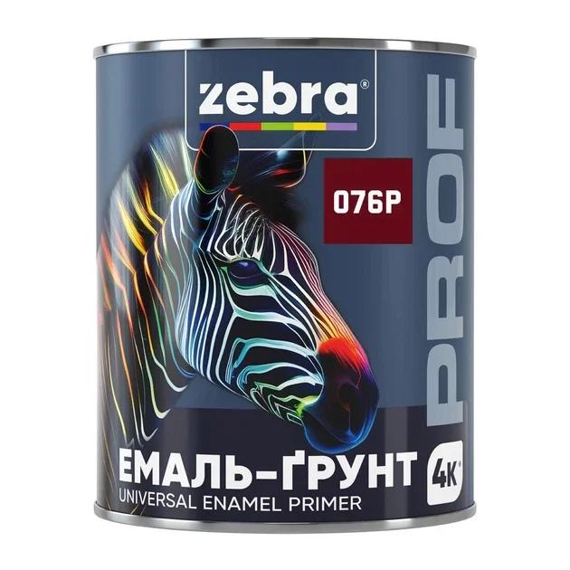 Емаль-ґрунт антикорозійна 4 в 1 ZEBRA PROF 076P, темно-вишнева, глянцева, 0,8 кг