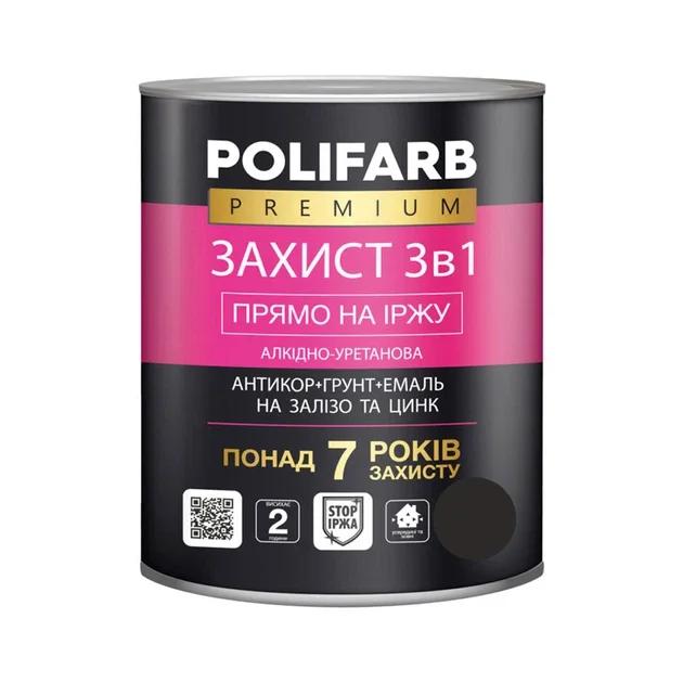 Емаль-ґрунт антикорозійна 3 в 1 Polifarb Захист, графіт RAL 7024, напівглянцева, 2,5 кг