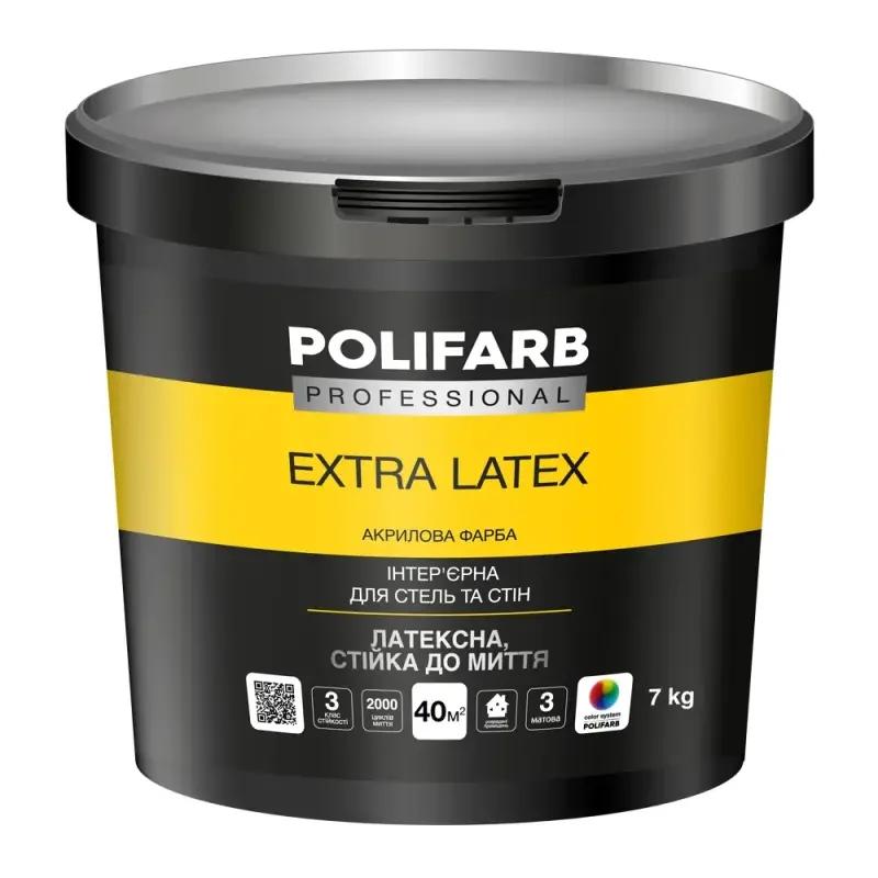 Фарба латексна для стін і стель Polifarb Extra Latex, біла, матова, 7кг