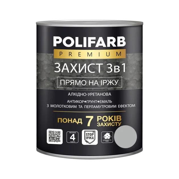 Емаль-ґрунт антикорозійна 3 в 1 Polifarb Захист, молотковий ефект, срібляста, 2,0 кг