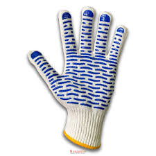 W.Рукавиці трикотажні білі з синім ПВХ малюнком "ХВИЛЬКА", розмір 10 «WoffMann»