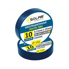 Стрічка ізоляційна ПВХ SOLAR 0.13mm*19mm 10м.чорна(10/300шт)