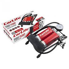 Помпа ножна CARLIFE 55mm*120mm одноциліндрова з манометром та додатковими адаптерами. 10Атм