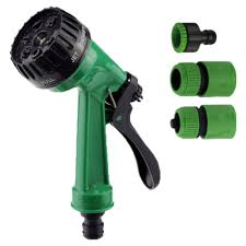 Набір для поливу пістолет розпилювач 7-ми режимний 2 конектора+адаптер на шланг ЗЕЛЕНИЙ