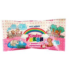 Серветки вологі 15шт.Kinder Fresh асорті